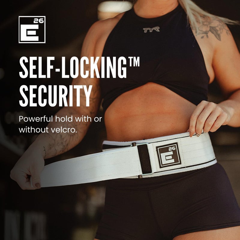 Element 26 Self-Locking Weight Lifting Belt | Premium Weightlifting Belt for Serious Functional Fitness, Weight Lifting, and Olympic Lifting Athletes (Small, White) - Image 4